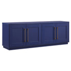 Hudson&Canal - Meuble TV Tillman pour téléviseurs jusqu'à 75" - Bleu foncé-Comprend quatre portes avec armoires fermées et 4 étagères pour un grand espace de rangement