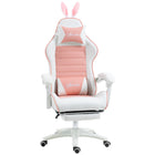 HOMCOM Reclining Gamer Chair with Footrest - Pink-Cat bunny ears add a cute fun and playful touch