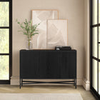 Hudson&Canal Brighton 48"W Buffet Table - Black Grain-Constructed of sturdy steel, high quality engineered wood, and PVC materials in a handcrafted black grain finish