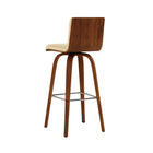 Armen Living Vienna 30" Bar Height Swivel Bar Stool in Walnut Wood Finish with Cream Faux Leather-8