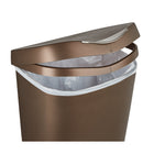 Umbra Brim 50L Step Can - Bronze-Its stainless steel foot pedal triggers a soft close lid system that shuts gracefully