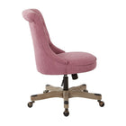 Hannah Tufted Office Chair, Orchid -Grey Wood Base and Metal Finish with wheel carpet castors