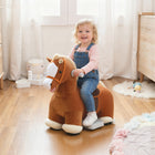 Qaba 6V Electric Ride-On Horse with Cover and Wheels - Brown-Simple foot pedal operation and a safe 1.55 mph (2.5km/h) speed for control 