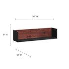 Modway Kinetic 38" Wall-Mount Office Desk With Cabinet and Shelf - Black Cherry-Particleboard and Melamine Construction