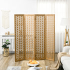 HOMCOM 4 Panel Wood Freestanding Room Divider for Home Office - Light Brown-Folding design for easy to create a new look and space-saving to store 
