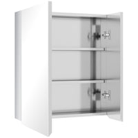 Kleankin Wall Mounted Hinged Door Bathroom Mirror Cabinet - Silver-Use it as a toilet, beauty, or medicine kit in your bathroom