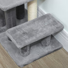 PawHut 3-Tier Dog Stairs with 2 Sisal Scratching Posts - Grey-Gradual three-step design helps pets climb easily, reducing their joint strain 