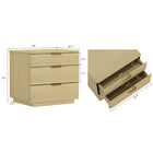 Manhattan Comfort Payton 26" Modern Nightstand 2-Piece Set - Natural Oak/Gold-Horizontal Glam Drawer Handles Made of Metal with a Choice of Black or Gold Finish