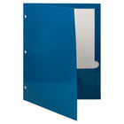 JAM Paper - Dossiers scolaires laminés brillants à 3 trous et à deux pochettes - bleu - Paquet de 6-4