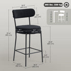HOMCOM 27" Counter Height Modern Bar Stools - Black - 2 Pack-Upholstered in soft corduroy with high-density foam padding
