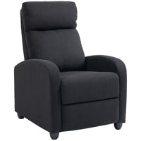 HOMCOM Push Back Recliner with Padded Seat for Home Theater - Black-Applying pressure to the backrest initiates a recline to 135°, accompanied by lifting the footrest