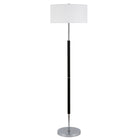 Hudson&Canal - Lampadaire Simone à 2 lumières avec abat-jour en tissu - Noir mat/Nickel poli/Blanc-Design industriel pour votre salon, votre bureau, votre chambre ou votre coin lecture