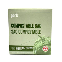 Perk Compostable Bags - 16" x 17" - 100 Pack-Green Compostable Bags on Rolls, Certified Product