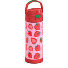 Thermos FUNtainer Vacuum Insulated Stainless Steel Water Bottle - 470mL - Strawberry Smiles-Stainless steel construction