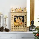 HOMCOM - Calendrier de l'Avent de Noël - compte à rebours jusqu'à Noël en bois-Convient pour le bureau à domicile, sur la table, le manteau, le bureau ou la cheminée  
