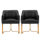 Manhattan Comfort - Lot de 2 fauteuils de salle à manger modernes Raya 25,2 po en similicuir noir-Chaise de salle à manger moderne pour salle à manger et usage de chaise de travail