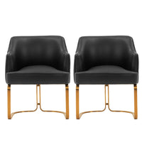 Manhattan Comfort - Lot de 2 fauteuils de salle à manger modernes Raya 25,2 po en similicuir noir-Chaise de salle à manger moderne pour salle à manger et usage de chaise de travail