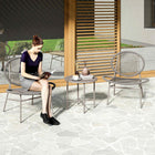 Outsunny - ensemble bistrot de mobilier de patio en rotin 3 pièces - gris clair-Confectionné avec une corde ronde en osier résistante aux intempéries pour un style inspiré d’Acapulco 
