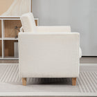 HOMCOM - Canapé 56 po deux places avec pieds en bois - blanc crème-Housse de coussin zippée pour un nettoyage facile 