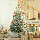 HOMCOM 5' Snow-Flocked Artificial Christmas Tree with 521 Tips - Green-Realistic plastic branches give a full and lush look to the tree 