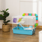 PawHut 23" 3-Tier Hamster Cage with Wheel and Water Bottle - Light Blue-Exercise wheel and ramps for exercise