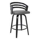 Armen Living - Jayden Tabouret de Bar Pivotant de 66 cm de Hauteur de Comptoir en Similicuir Gris et Bois Noir-Il n’est pas toujours facile de concevoir l’assise parfaite pour nos clients, mais nous nous efforçons constamment de proposer des idées innovantes pour offrir la meilleure expérience utilisateur.

En intégrant ces fonctionnalités, nous cherchons à dépasser vos attentes et à garantir un confort optimal. La fonction pivotante fluide à 360 degrés assure une mobilité maximale, tandis que son mécanisme