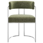 Modway Huron Curved Back Fabric and Metal Dining Accent Chair - Silver/Leaf-9