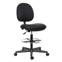 TygerClaw – Chaise de bureau de type tabouret à dossier mi-élevé, en tissu (TYFC3306)-Capitonné d'un tissu noir doux et durable