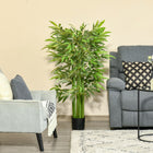 HOMCOM - Arbre de bambou artificiel 4,6 pi en pot pour décoration intérieure - vert-Dotée de 780 feuilles pour un aspect réaliste 