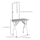 PawHut Foldable Pet Grooming Table for Dogs Cats Non-slip Surface - Grey-Stainless steel arm and hardware provide maximum durability