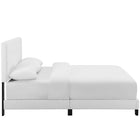 Modway Melanie Tufted Button Upholstered Fabric Queen Platform Bed - White-Padded Button-Tufted Headboard
