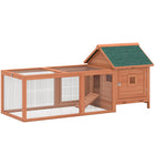 PawHut 72" Chicken Coop, Wooden Hen House Poultry Cage for 2 Chickens-Features a main house, large run, and nesting box for 2 chickens, ducks or rabbits