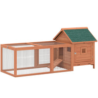 PawHut - Poulailler 72 po, maison pour poules en bois, cage pour 2 poules-Comprend une maison principale, un grand enclos et un pondoir pour 2 poules, canards ou lapins 