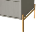 Manhattan Comfort Jasper 25.15" Modern Nightstand - Grey-Steel Legs Brushed with Gold Finish for Style and Durability