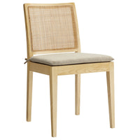 Modway Ovard Wood and Rattan Dining Chair - Natural-Armless Dining Side Chair