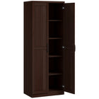 HOMCOM 63" H Pantry Cabinet with Adjustable Shelves - Distressed Dark Brown-5-tier shelf provides lots of space for pots and pans, dry goods or appliances 