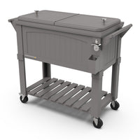 Permasteel 80 qt Furniture Style Patio Cooler with Divider - Dark Grey-Spacious 80 quart capacity provides generous storage for up to 110 12oz cans, plus ice