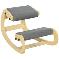 HOMCOM - Chaise à genoux ergonomique en bois à bascule pour une meilleure posture - gris-Le design ergonomique améliore la posture, prévient l'affaissement et la courbure du dos 