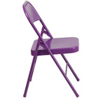 Chaise pliante de la série HERCULES COLORBURST en métal violet impulsif à triple entretoise et double charnière-Composants en acier riveté