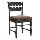 Modway Jax Oak Wood Dining Chair With Wavy Razor Back and Cushion - Black Cocoa-Solid Oak Dining Chair