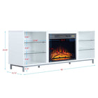 Manhattan Comfort Brighton 60" Modern Fireplace - Black and White - Set of 2-Includes 6 Shelves with 4 Tempered Glass Dividers and 1 Electric Firebox. Packaging Includes 1 Additional Shelf for Option to Replace Firebox