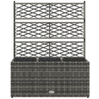 Outsunny PE Wicker Raised Garden Bed with Trellis-Three 2.9 gallons (11 L) planters in bottom bed: grow different plants individually