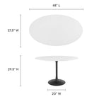Modway Lippa 48" Oval Wood Dining Table - Black White-Lacquered MDF Tabletop