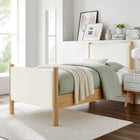 Modway Maven Twin Size Boucle Upholstered Platform Bed - Feather Oak-Kiln-Dried Wood