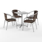 Flash Furniture – Table carrée de 23,5 po en aluminium avec 4 sièges en rotin, intérieur/extérieur (TLH24SQ020CHR4)-Aluminium/aluminium, plastique, rotin, acier inoxydable