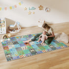 Qaba - Tapis de jeu pour bébé - grand tapis en mousse - 77 po L x 58 po l - thème alphabet & circuit-Les lettres et les chiffres stimulent les premières compétences d'apprentissage de votre bébé 