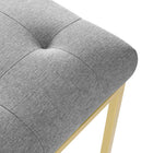 Modway Privy Gold Stainless Steel Upholstered Fabric Dining Accent Chair - Gold/Light Grey-Chair Weight Capacity: 331 lbs.
