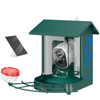 PawHut - Mangeoire à oiseaux intelligente solaire 3W avec caméra, vidéo en direct 2K HD-L'IA identifie plus de 16 000 oiseaux en détail 2K avec un angle de vue large de 142° 