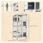 PawHut 31.5" L Outdoor Large Catio Cat House with Wheels and Resting Box - White/Grey-Three large jump platforms and inner resting box for playing and lounging 