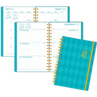 Mead - Agenda scolaire hebdomadaire/mensuel 2026-2027 - 8 ½ po x 6 po - Colour Pop Turquoise - couverture en poly avec élastique - 15+3 mois - bilingue-Reliure à double spirale